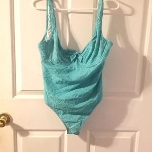 J Crew Size 14 Green and White Gingham One Piece Swimsuit Size 14 Worn Once